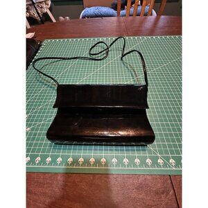 Vintage Braganza & Couture Black Patent Leather Clutch Bag With Strap Clutch